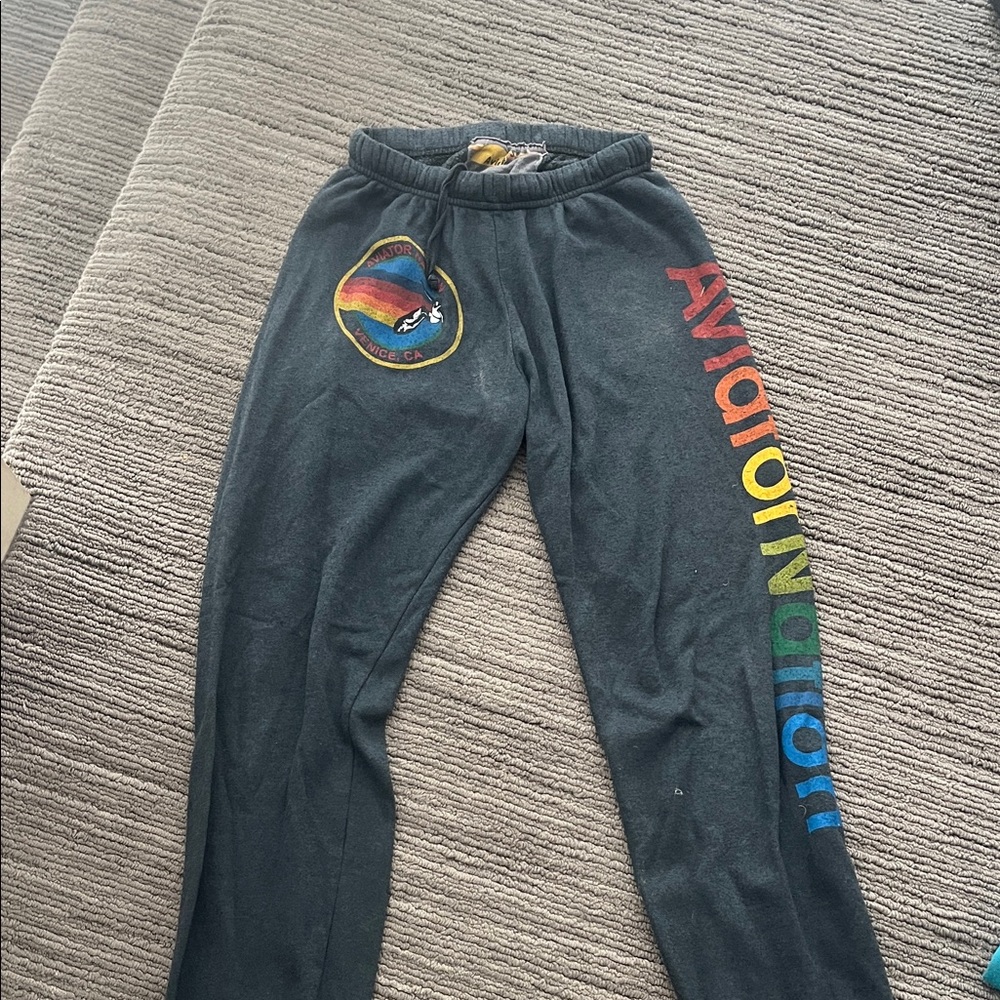 Aviator Nation Dark Gray Rainbow sweatpants